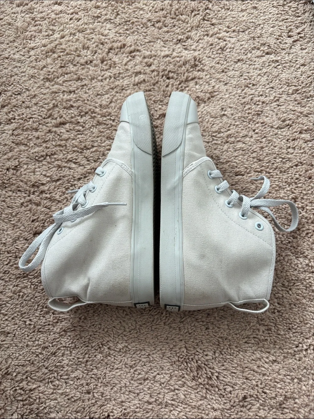 Canvas High-Top Sneakers with Floral Embroidery in Light Beige - Picture 2 of 4